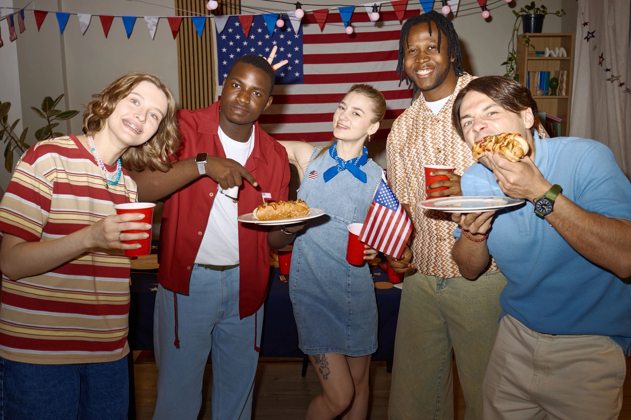Community members celebrating together with patriotic spirit